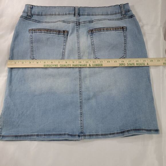 Bit & Bridle Denim Skirt Womens 8 Whiskering Blanket Stitching Rodeo Western - Picture 13 of 14